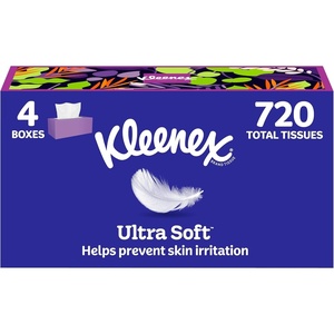 Kleenex Ultra Soft Facial Tissues, 8 Flat Boxes, 180 Tissues per Box, 3-Ply, Packaging May Vary(180 Tissues (Pack of 4))