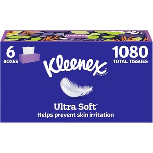Kleenex Ultra Soft Facial Tissues, 8 Flat Boxes, 180 Tissues per Box, 3-Ply, Packaging May Vary(180 Tissues (Pack of 6))